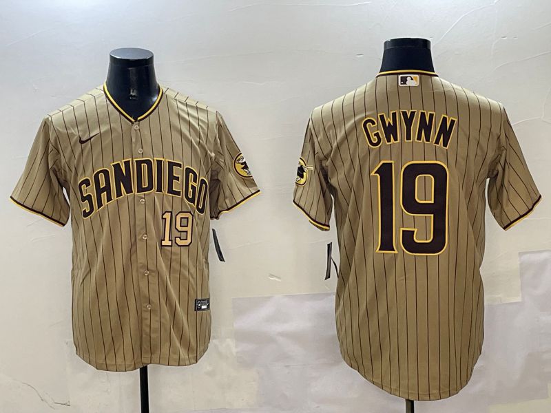 Men San Diego Padres 19 Gwynn Brown Stripe Game 2025 Nike MLB Jersey style 7